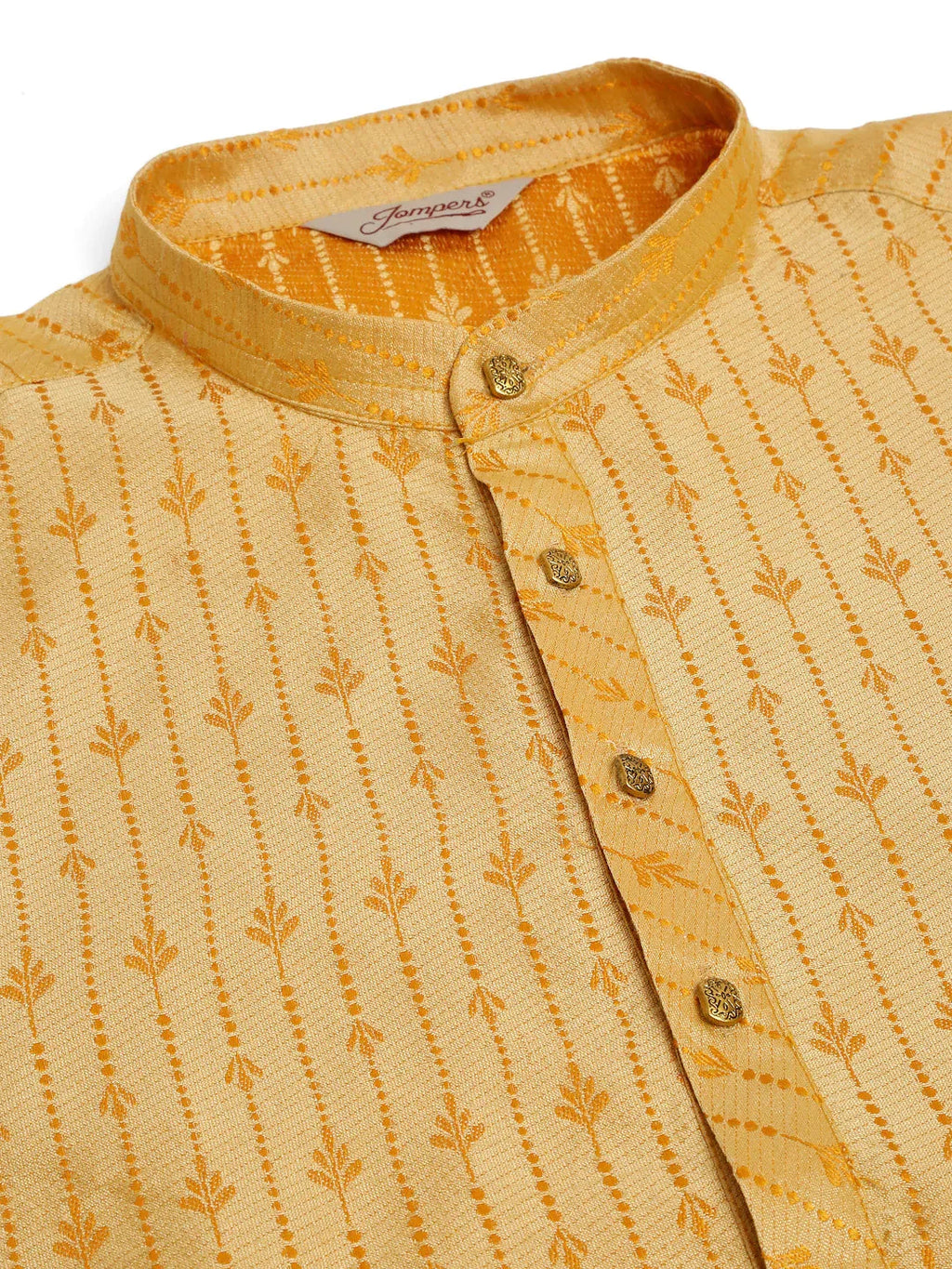 Jompers Men's Golden Embroidered Kurta Only | Grocsy
