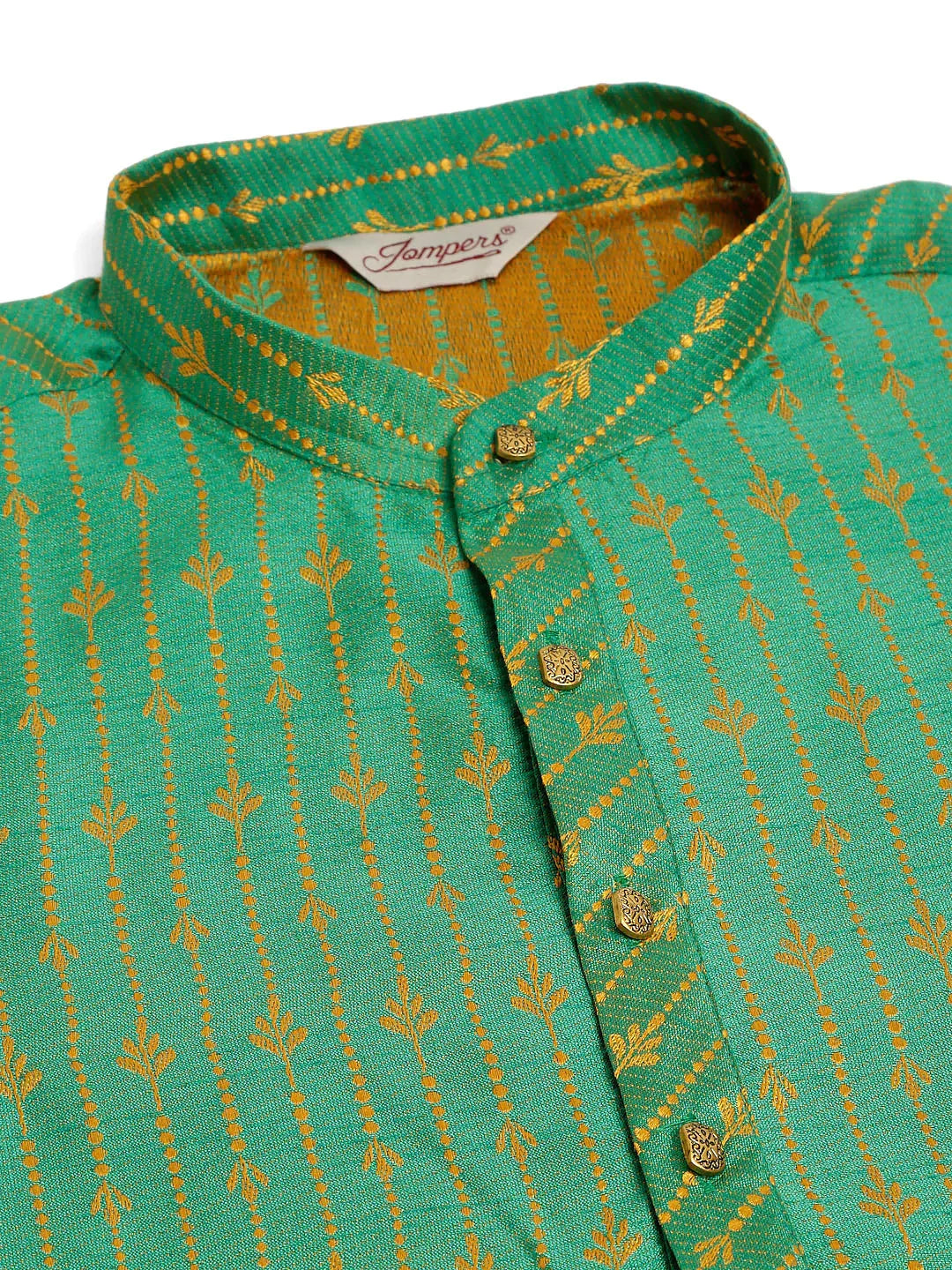 Jompers Men's Green Embroidered Kurta Only | Grocsy