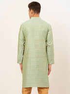 Jompers Men's Lime Green Embroidered Kurta Only | Grocsy