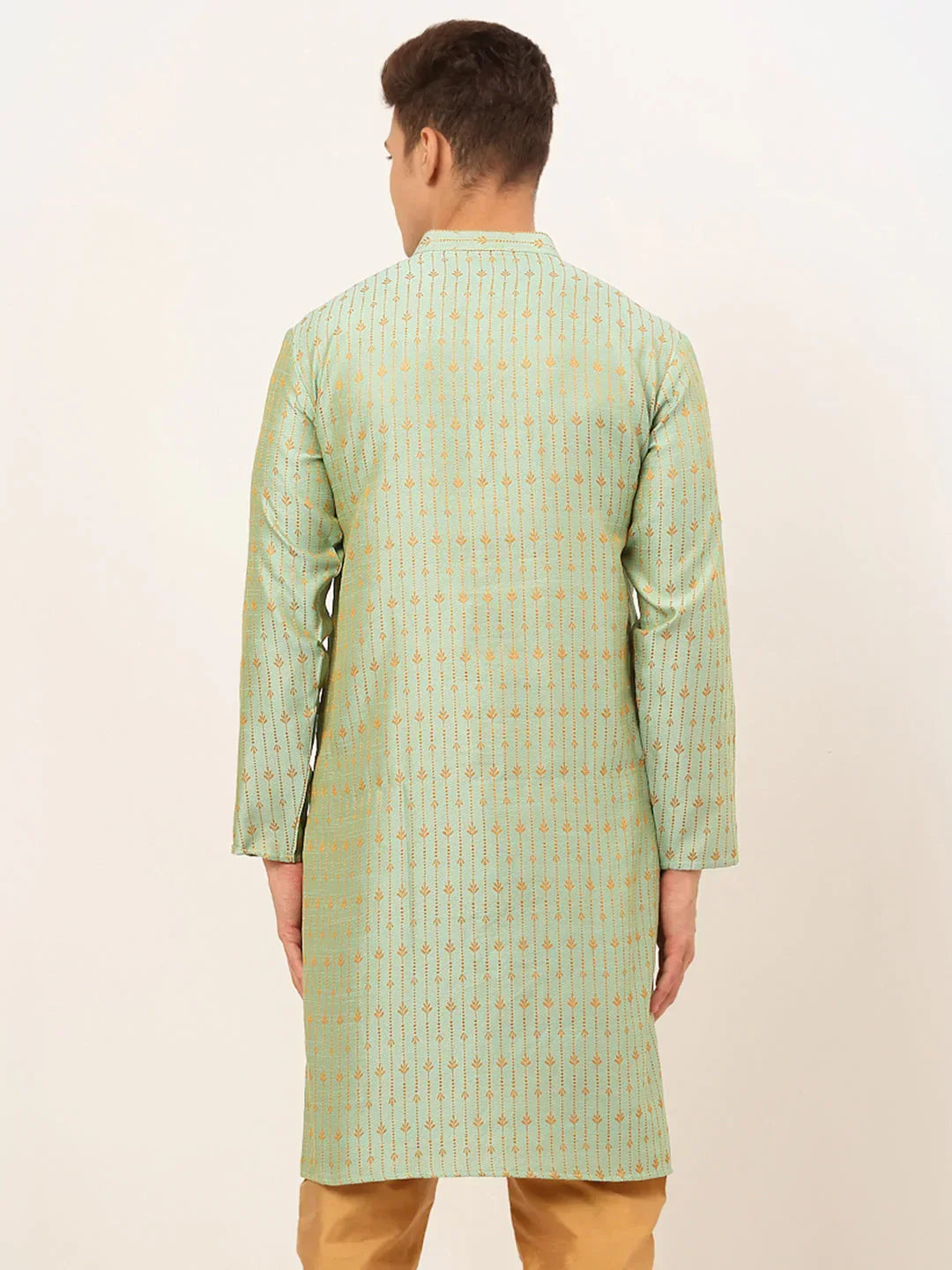 Jompers Men's Lime Green Embroidered Kurta Only | Grocsy