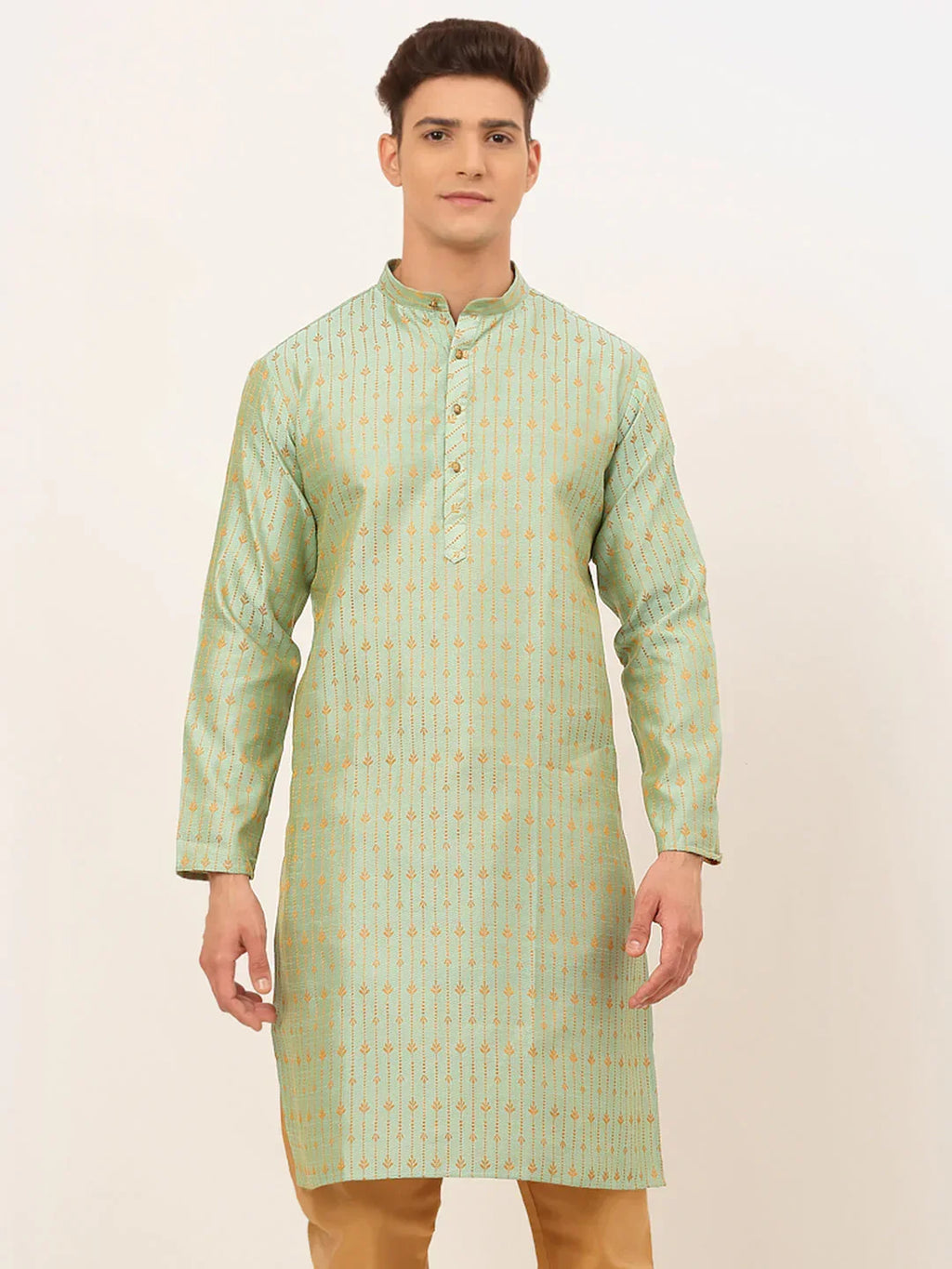 Jompers Men's Lime Green Embroidered Kurta Only | Grocsy