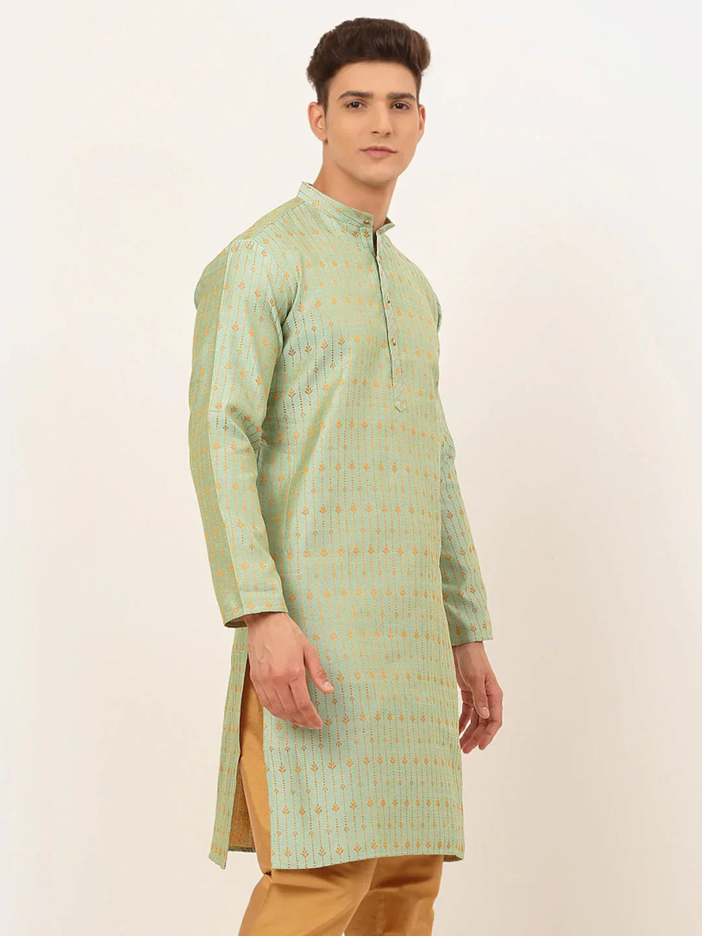 Jompers Men's Lime Green Embroidered Kurta Only | Grocsy