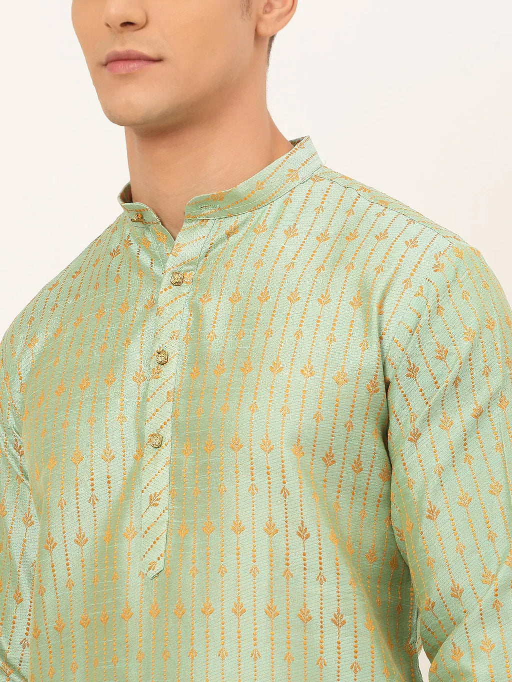 Jompers Men's Lime Green Embroidered Kurta Only | Grocsy