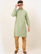 Jompers Men's Lime Green Embroidered Kurta Only | Grocsy