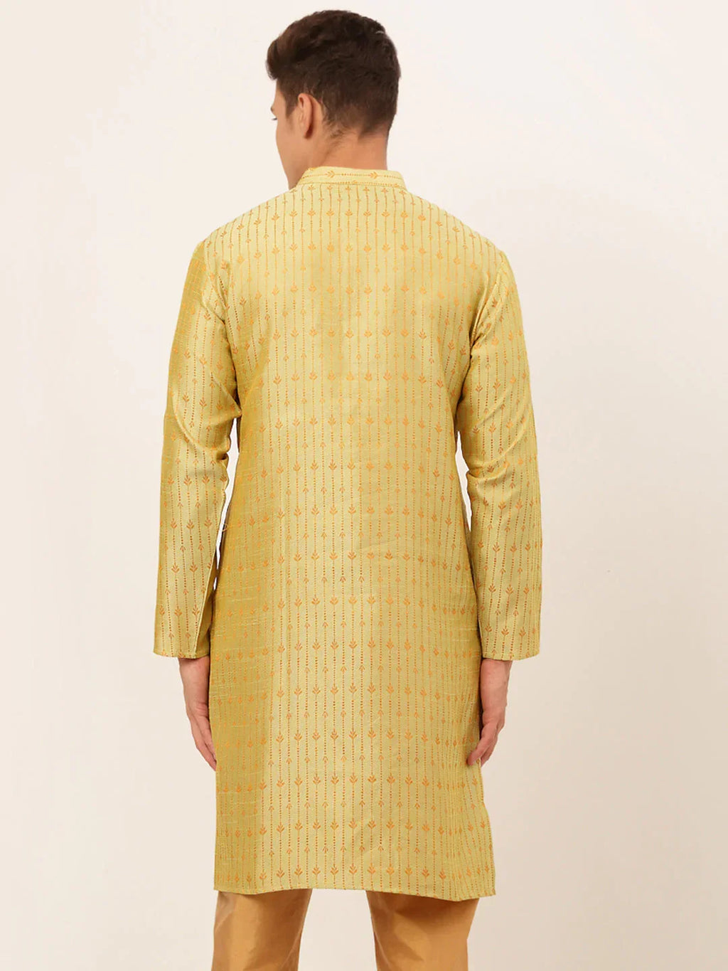 Jompers Men's Yellow Embroidered Kurta Only | Grocsy