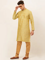 Jompers Men's Yellow Embroidered Kurta Only | Grocsy