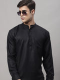 Jompers Men's Black Solid Short Kurta | Grocsy