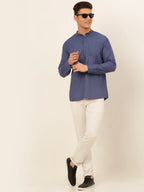 Jompers Men's Blue Solid Cotton Short Kurta | Grocsy