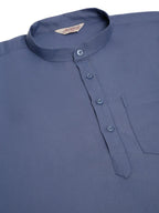 Jompers Men's Blue Solid Cotton Short Kurta | Grocsy