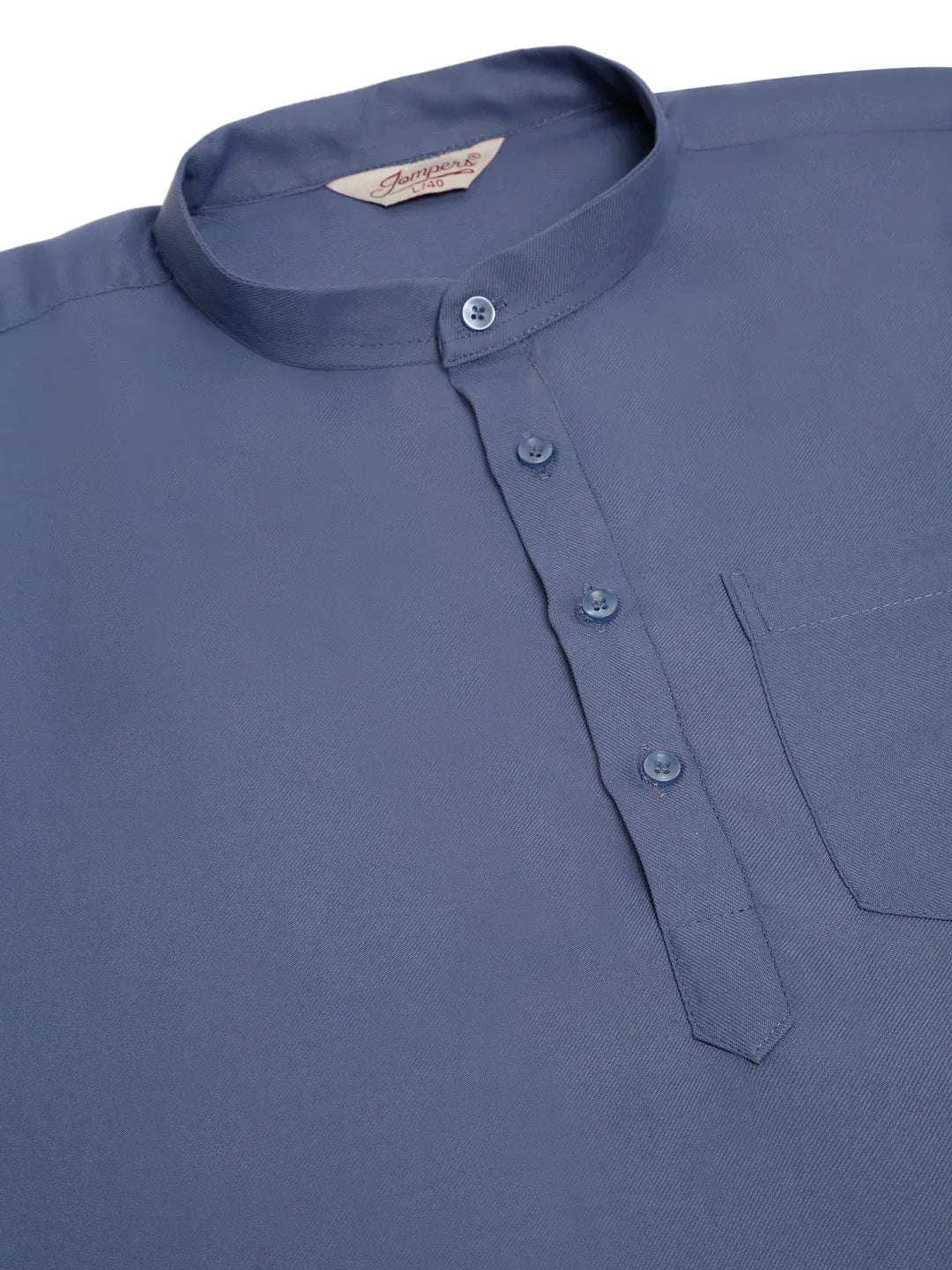 Jompers Men's Blue Solid Cotton Short Kurta | Grocsy