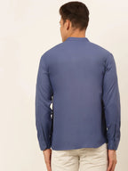 Jompers Men's Blue Solid Cotton Short Kurta | Grocsy