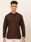 Jompers Men's Coffee Solid Cotton Short Kurta | Grocsy