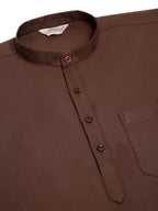 Jompers Men's Coffee Solid Cotton Short Kurta | Grocsy