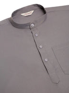 Jompers Men's Grey Solid Cotton Short Kurta | Grocsy