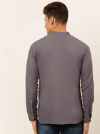 Jompers Men's Grey Solid Cotton Short Kurta | Grocsy