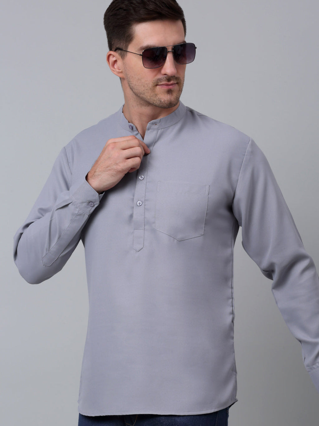 Jompers Men's Black Solid Short Kurta | Grocsy