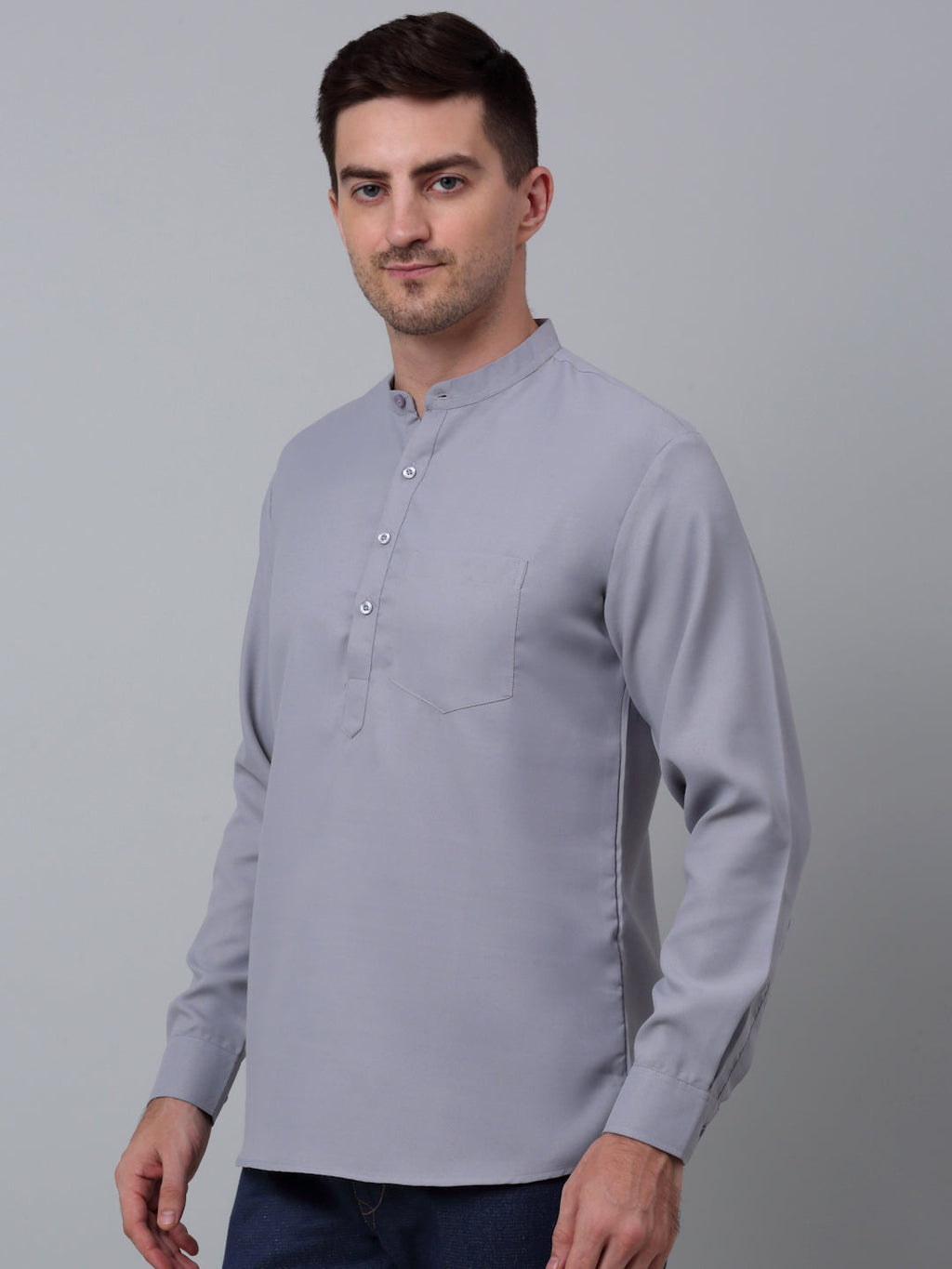 Jompers Men's Black Solid Short Kurta | Grocsy