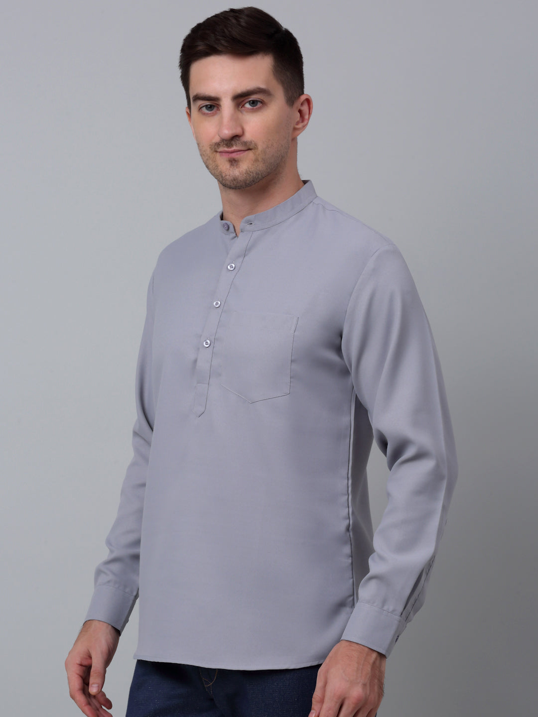 Jompers Men's Black Solid Short Kurta | Grocsy