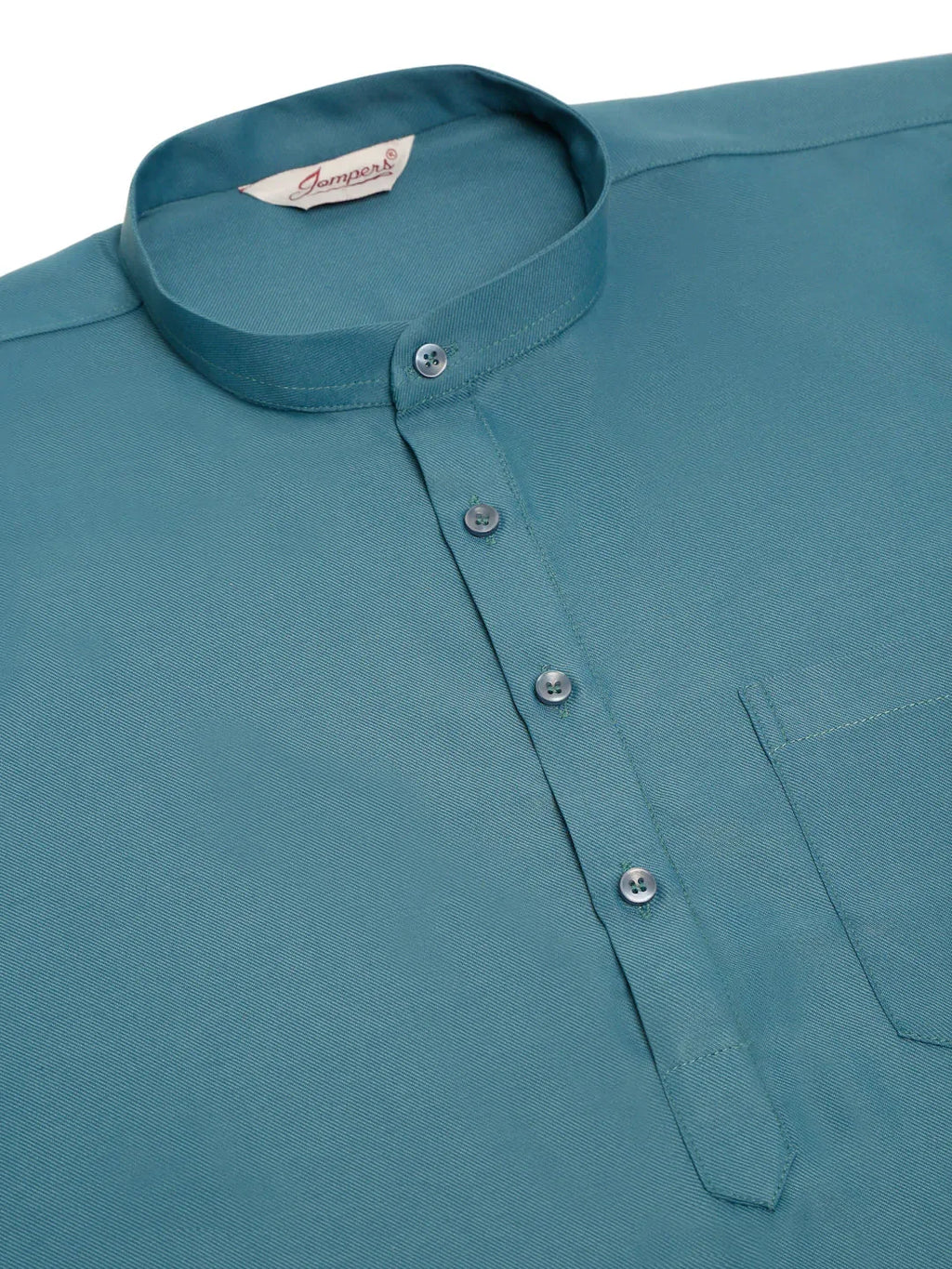 Jompers Men's Teal Blue Solid Cotton Short Kurta - Teal | Grocsy