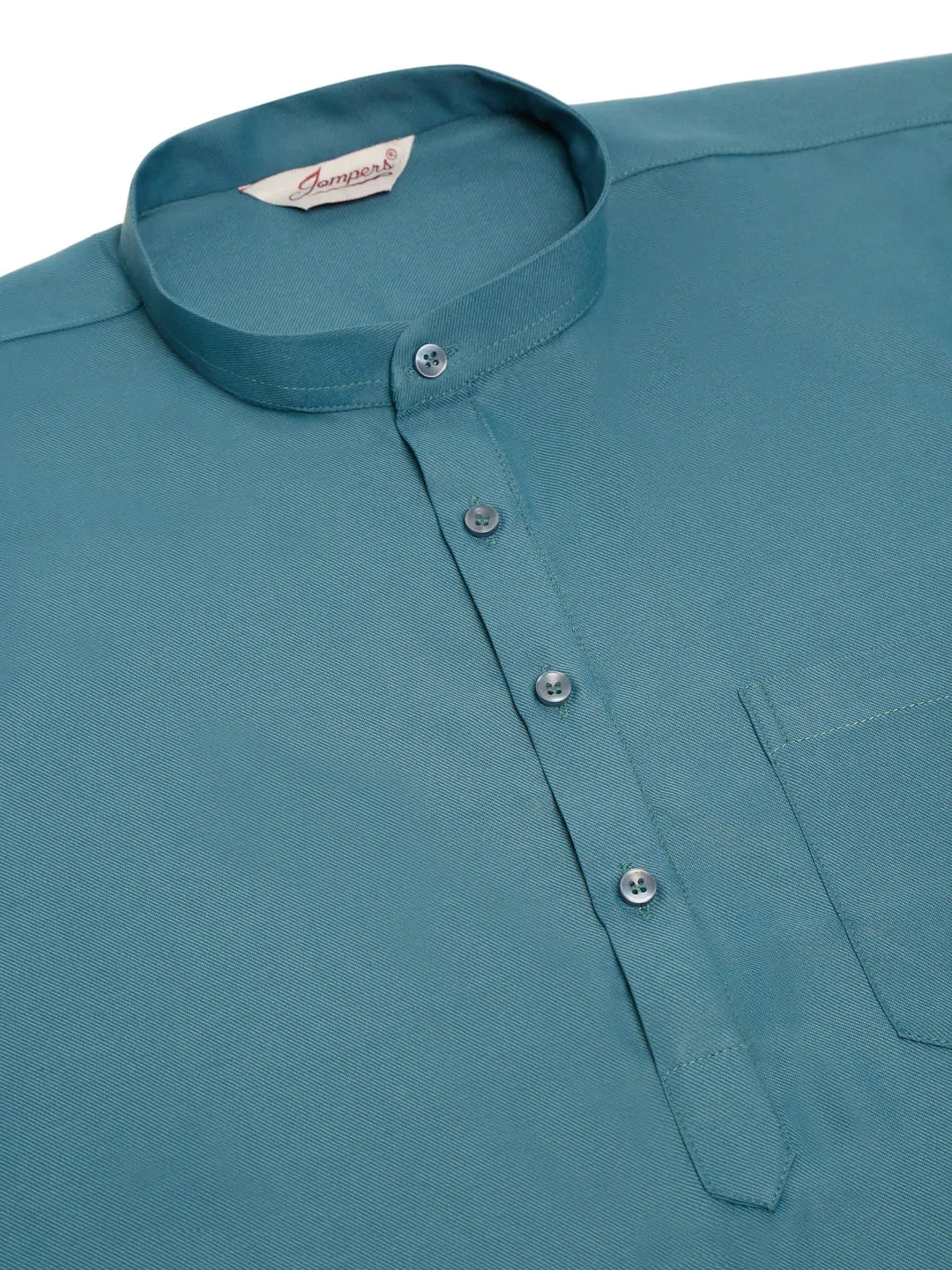 Jompers Men's Teal Blue Solid Cotton Short Kurta - Teal | Grocsy