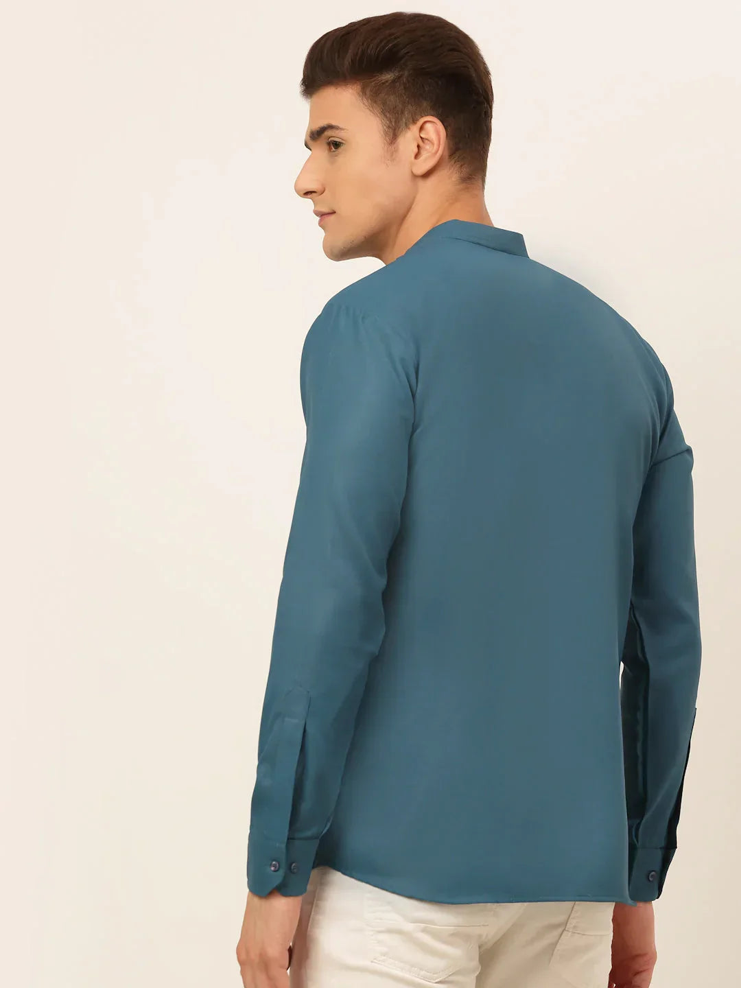 Jompers Men's Teal Blue Solid Cotton Short Kurta - Teal | Grocsy