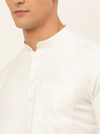 Jompers Men's White Solid Cotton Short Kurta - White | Grocsy