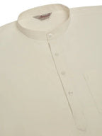 Jompers Men's White Solid Cotton Short Kurta - White | Grocsy
