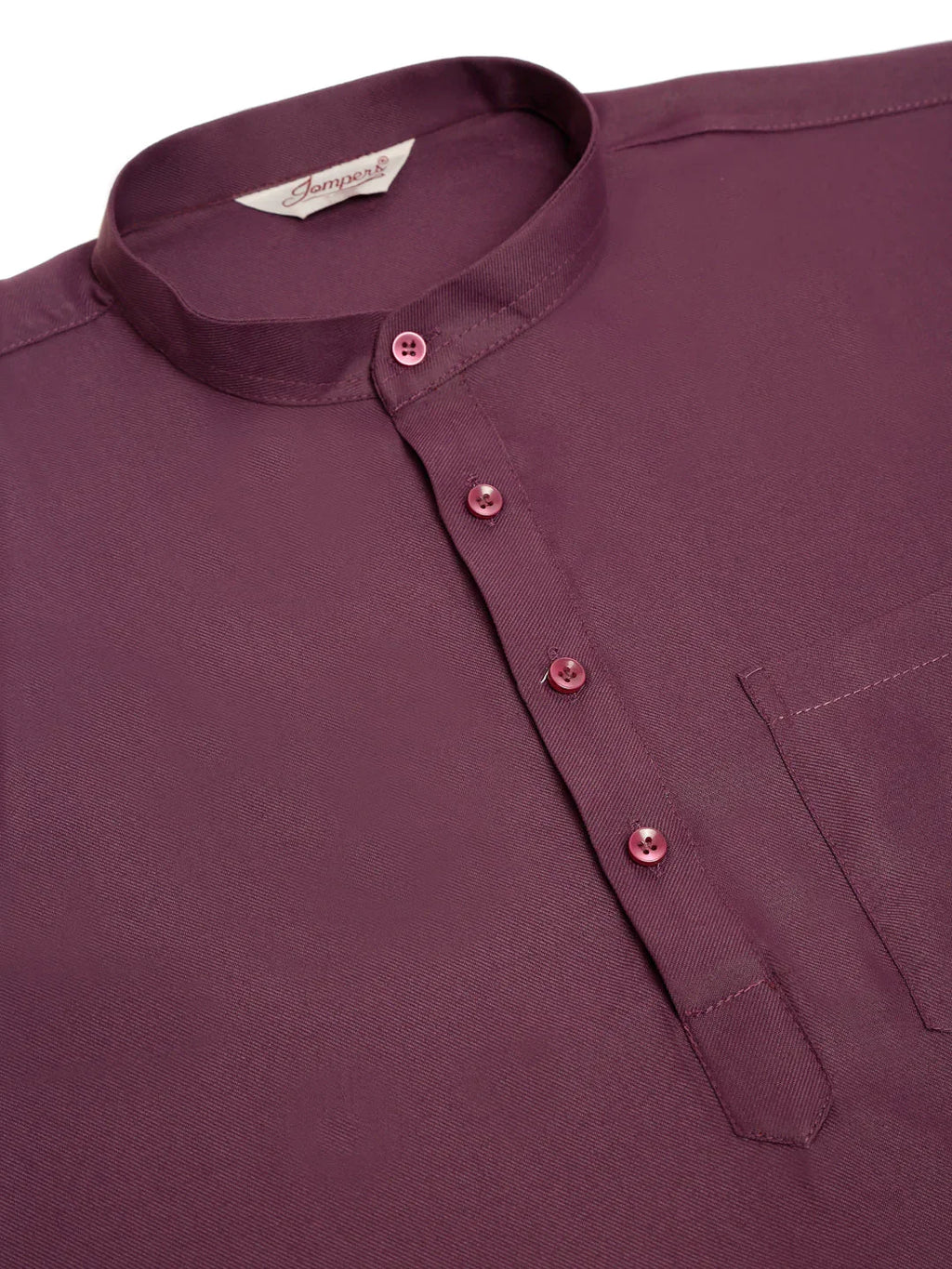 Jompers Men's Purple Solid Cotton Short Kurta - Wine | Grocsy