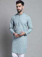 Jompers Men's Blue Chikankari Embroidered and Sequence Kurta Only | Grocsy