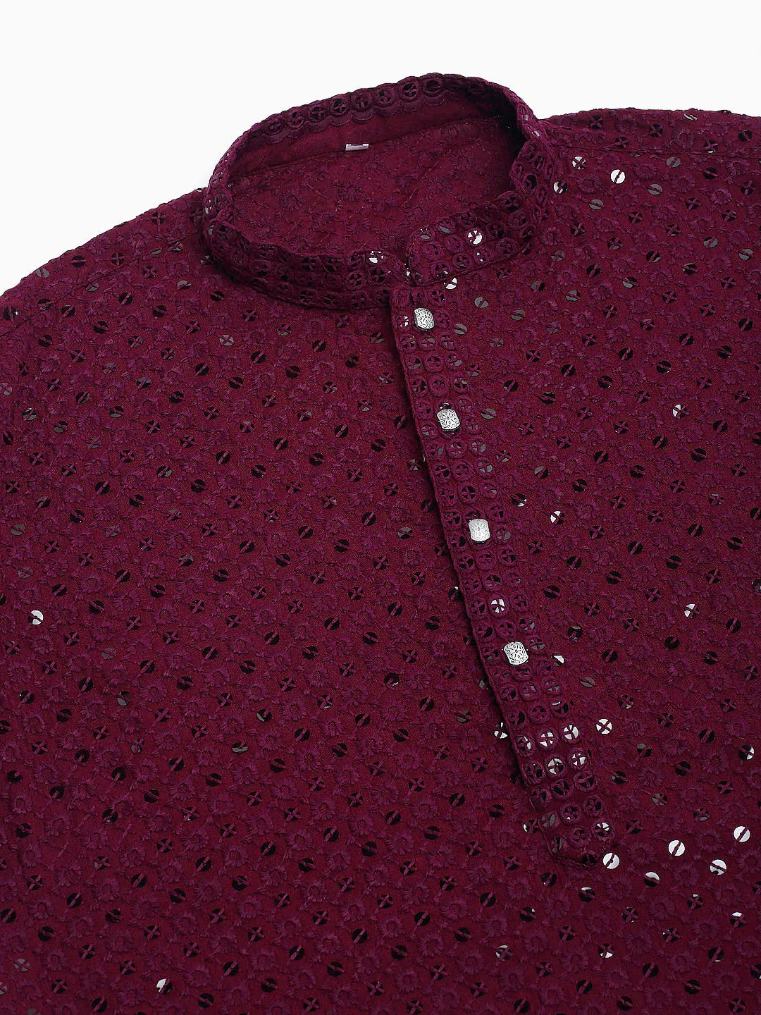 Jompers Men's Purple Chikankari Embroidered and Sequence Kurta Only | Grocsy