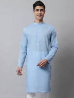 Jompers Men's Light blue Cotton Striped Kurta | Grocsy