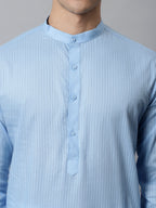 Jompers Men's Light blue Cotton Striped Kurta | Grocsy