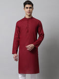 Jompers Men's Maroon Cotton Striped Kurta | Grocsy