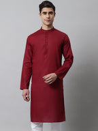 Jompers Men's Maroon Cotton Striped Kurta | Grocsy