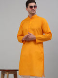 Jompers Men's Mustard Cotton Striped Kurta Only | Grocsy