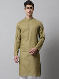 Jompers Men's Olive Green Cotton Striped Kurta | Grocsy