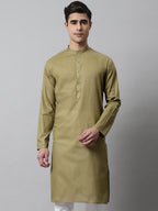 Jompers Men's Olive Green Cotton Striped Kurta | Grocsy