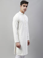 Jompers Men's White Embroidered Sequinned Kurta | Grocsy