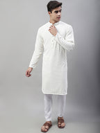 Jompers Men's White Embroidered Sequinned Kurta | Grocsy