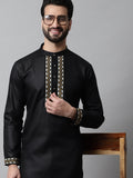 Jompers Men's Black Embroidered Kurta | Grocsy