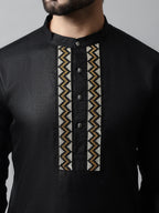 Jompers Men's Black Embroidered Kurta | Grocsy
