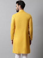 Jompers Men's Yellow Embroidered Kurta | Grocsy