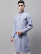 Jompers Men's Blue and White Striped Kurta | Grocsy
