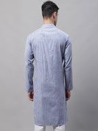 Jompers Men's Blue and White Striped Kurta | Grocsy