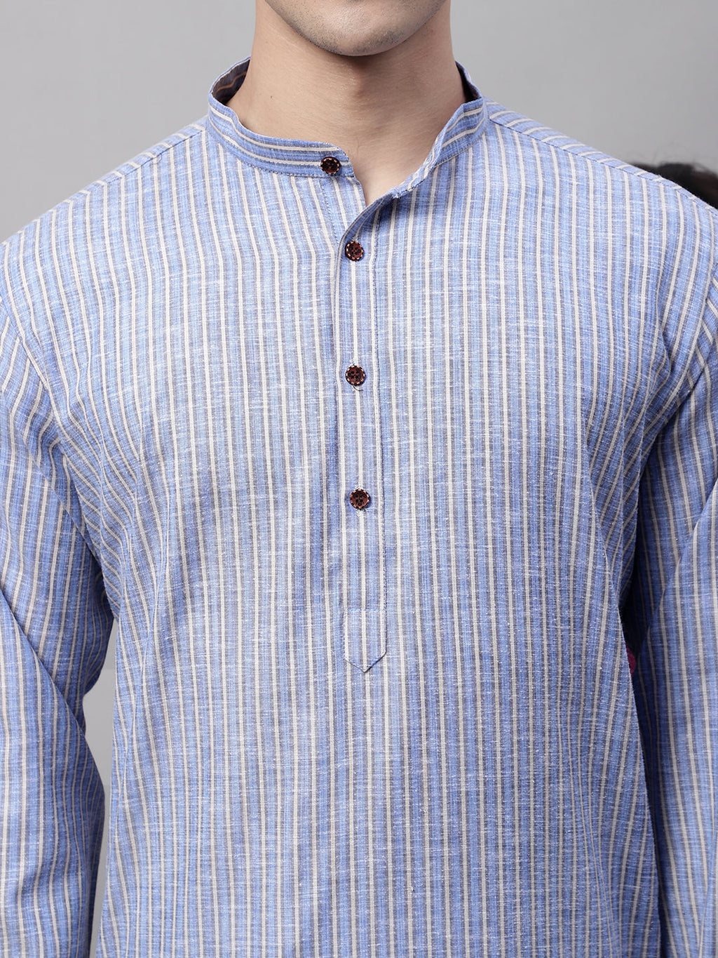 Jompers Men's Blue and White Striped Kurta | Grocsy