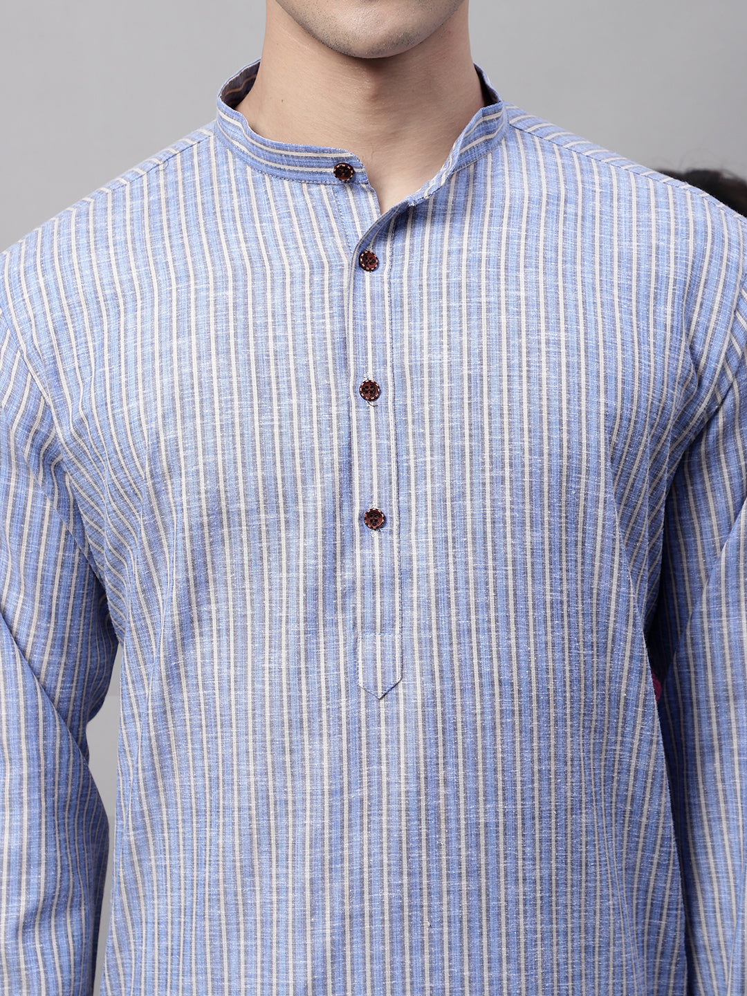 Jompers Men's Blue and White Striped Kurta | Grocsy