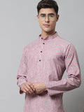 Jompers Men's Coral Red Striped Kurta | Grocsy