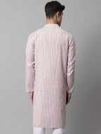 Jompers Men's Orange and White Striped Kurta | Grocsy