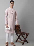 Jompers Men's Orange and White Striped Kurta | Grocsy