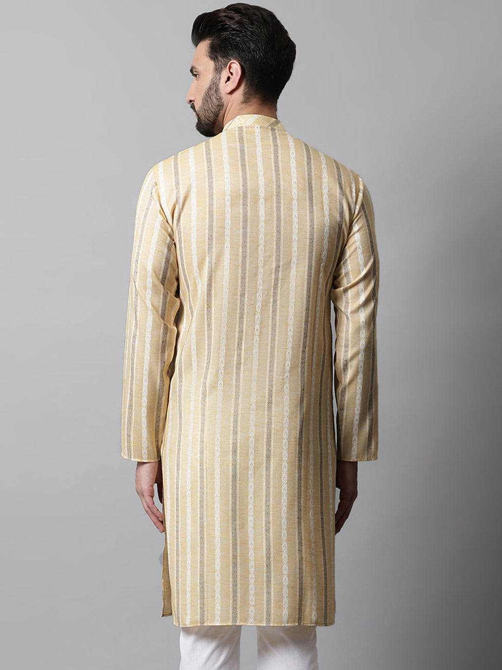 Jompers Men's Beige Geomatric Printed Kurta | Grocsy